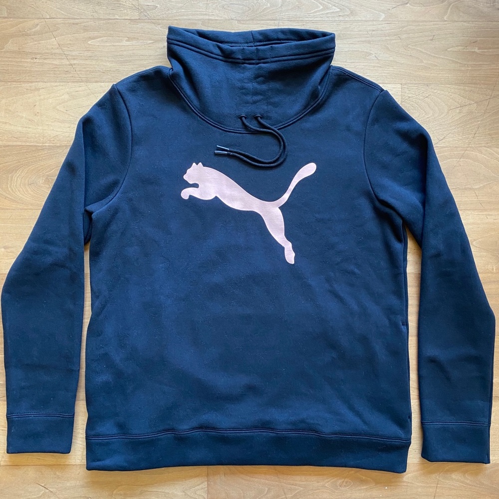 NWOT Puma Cinch Up Cat Fleece Black Sweatshirt
